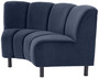 Casa Padrino Luxus Samt Couch Mitternachtsblau / Schwarz 114 x 75 x H. 87 cm - Gebogenes & Erweiterbares Wohnzimmer Sofa - Luxus Mbel