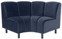 Casa Padrino Luxus Samt Couch Mitternachtsblau / Schwarz 114 x 75 x H. 87 cm - Gebogenes & Erweiterbares Wohnzimmer Sofa - Luxus Mbel