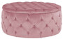 Casa Padrino Luxus Chesterfield Rundhocker Rosa  100 x H. 45 cm - Runder Samt Sitzhocker mit Stauraum - Schlafzimmer M�bel 