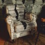 Casa Padrino Luxus Samt Sessel Beige / Schwarz / Messing - B�ro Sessel - B�ro M�bel - Luxus M�bel - Luxus Einrichtung