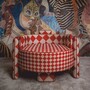 Casa Padrino Luxus Sessel Rot / Wei� 96 cm - Wohnzimmer Sessel - Hotel Sessel - Wohnzimmer M�bel - Hotel M�bel - Luxus M�bel