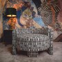 Casa Padrino Luxus Samt Sessel Schwarz / Wei� 96 cm - Wohnzimmer Sessel - Hotel Sessel - Wohnzimmer M�bel - Hotel M�bel - Luxus M�bel