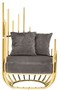 Casa Padrino Designer Sessel linksseitig mit 2 Kissen Grau / Gold 91,5 x 75 x H. 136,5 cm - Designer Wohnzimmer M�bel - Luxus Qualit�t