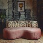 Casa Padrino Luxus Samt Sofa mit Barocken Musterstoff Rosa / Bunt 180 cm