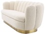 Casa Padrino Luxus Wohnzimmer Sofa mit k�nstlichem Lammfell Wei� / Messingfarben 225 x 90 x H. 80 cm - Luxus M�bel