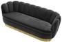 Casa Padrino Luxus Samt Sofa Dunkelgrau / Messingfarben 225 x 90 x H. 80 cm - Wohnzimmer Sofa - Luxus Qualit�t