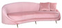 Casa Padrino Luxus Samt Sofa Rosa / Gold 240 x 100 x H. 77 cm - Gebogenes Wohnzimmer Sofa mit 2 dekorativen Kissen - Luxus Wohnzimmer M�bel