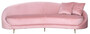 Casa Padrino Luxus Samt Sofa Rosa / Gold 240 x 100 x H. 77 cm - Gebogenes Wohnzimmer Sofa mit 2 dekorativen Kissen - Luxus Wohnzimmer M�bel