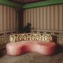 Casa Padrino Luxus Samt Sofa mit Barocken Musterstoff Rosa / Bunt 220 cm - Hotel M�bel - Wohnzimmer M�bel - B�ro M�bel - Luxus M�bel