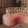 Casa Padrino Luxus Samt Sofa mit Barocken Musterstoff Rosa / Bunt 220 cm - Hotel M�bel - Wohnzimmer M�bel - B�ro M�bel - Luxus M�bel