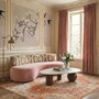 Casa Padrino Luxus Samt Sofa mit Barocken Musterstoff Rosa / Bunt 220 cm - Hotel M�bel - Wohnzimmer M�bel - B�ro M�bel - Luxus M�bel