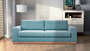 Casa Padrino Schlafsofa Hellblau / Naturfarben 240 x 100 x H. 80 cm - Modernes Wohnzimmer Sofa - Wohnzimmer M�bel