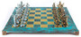 Casa Padrino Luxus Schach Set T�rkis / Messing 54 x 54 cm - Griechisches Schachspiel - Messing Schachbrett mit Schachfiguren - Luxus Deko Accessoires - Luxus Schachspiele