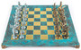 Casa Padrino Luxus Schach Set T�rkis / Messing 54 x 54 cm - Griechisches Schachspiel - Messing Schachbrett mit Schachfiguren - Luxus Deko Accessoires - Luxus Schachspiele