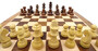 Casa Padrino Luxus Schach Set Braun / Beige 30 x 30 cm - Zusammenklappbares Holz Schachspiel - Holz Schachbrett mit Holz Schachfiguren - Luxus Deko Accessoires