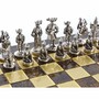Casa Padrino Luxus Ritter Schach Set Bronze / Gold / Silber 44 x 44 cm - Mittelalterliches Schachspiel
