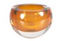 Casa Padrino Luxus Schale Bernsteinfarben  13 x H. 9,5 cm - Kleine Schale aus massivem Kristallglas - Luxus Deko Accessoires