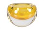 Casa Padrino Luxus Schale Bernsteinfarben  13 x H. 9,5 cm - Kleine Schale aus massivem Kristallglas - Luxus Deko Accessoires