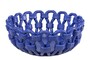 Casa Padrino Luxus Schale Blau  31,5 x H. 12 cm - Runde Deko Schale aus hochwertiger Keramik mit seilartig gewundener Struktur - Luxus Deko Accessoires