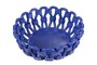 Casa Padrino Luxus Schale Blau  31,5 x H. 12 cm - Runde Deko Schale aus hochwertiger Keramik mit seilartig gewundener Struktur - Luxus Deko Accessoires
