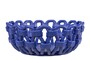 Casa Padrino Luxus Schale Blau  31,5 x H. 12 cm - Runde Deko Schale aus hochwertiger Keramik mit seilartig gewundener Struktur - Luxus Deko Accessoires