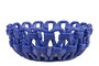 Casa Padrino Luxus Schale Blau  31,5 x H. 12 cm - Runde Deko Schale aus hochwertiger Keramik mit seilartig gewundener Struktur - Luxus Deko Accessoires