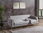 Casa Padrino Luxus Schlafsofa Hellgrau / Braun / Gold 228 x 94 x H. 88 cm - Wohnzimmer Sofa mit 3 Kissen - Luxus Wohnzimmer M�bel