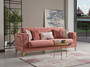 Casa Padrino Luxus Schlafsofa Rosa / Gold 222 x 93 x H. 87 cm - Wohnzimmer Sofa mit 5 Kissen - Luxus Wohnzimmer M�bel