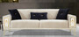 Casa Padrino Luxus Schlafsofa Cremefarben / Wei� / Gold 220 x 90 x H. 80 cm - Modernes Wohnzimmer Sofa - Wohnzimmer M�bel