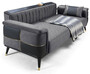 Casa Padrino Luxus Schlafsofa Grau / Schwarz / Gold 225 x 94 x H. 83 cm - Modernes Wohnzimmer Sofa - Wohnzimmer M�bel