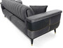 Casa Padrino Luxus Schlafsofa Grau / Schwarz / Gold 225 x 94 x H. 83 cm - Modernes Wohnzimmer Sofa - Wohnzimmer M�bel