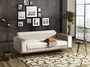 Casa Padrino Luxus Schlafsofa Creme / Braun / Gold 225 x 92 x H. 83 cm - Wohnzimmer Sofa mit 3 Kissen - Luxus Wohnzimmer M�bel