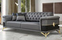 Casa Padrino Luxus Schlafsofa Grau / Schwarz / Gold 220 x 90 x H. 80 cm - Modernes Wohnzimmer Sofa - Wohnzimmer M�bel