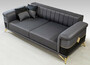Casa Padrino Luxus Schlafsofa Grau / Schwarz / Gold 220 x 90 x H. 80 cm - Modernes Wohnzimmer Sofa - Wohnzimmer M�bel