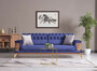Casa Padrino Luxus Schlafsofa Blau / Braun / Gold 232 x 92 x H. 85 cm - Wohnzimmer Sofa mit 2 Kissen - Luxus Wohnzimmer M�bel