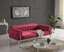 Casa Padrino Luxus Chesterfield Schlafsofa Rot / Wei� / Gold 230 x 95 x H. 83 cm - Wohnzimmer Sofa mit 3 Kissen - Luxus Wohnzimmer M�bel