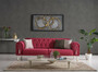Casa Padrino Luxus Chesterfield Schlafsofa Rot / Wei� / Gold 230 x 95 x H. 83 cm - Wohnzimmer Sofa mit 3 Kissen - Luxus Wohnzimmer M�bel