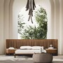 Casa Padrino Luxus Schlafzimmer Set Braun / Wei� / Messing - 1 Doppelbett mit Kopfteil & 2 Nachttische - Luxus Hotel & Schlafzimmer M�bel