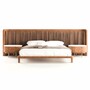 Casa Padrino Luxus Schlafzimmer Set Braun / Wei� / Messing - 1 Doppelbett mit Kopfteil & 2 Nachttische - Luxus Hotel & Schlafzimmer M�bel