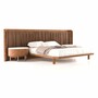 Casa Padrino Luxus Schlafzimmer Set Braun / Wei� / Messing - 1 Doppelbett mit Kopfteil & 2 Nachttische - Luxus Hotel & Schlafzimmer M�bel