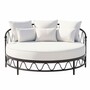 Casa Padrino Luxus Schmiedeeisen Liegeinsel Schwarz / Hellgrau  170 cm - Hotel & Garten M�bel