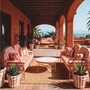 Casa Padrino Luxus Schmiedeeisen Sessel Rosa / Wei� - Hotel & Garten Sessel