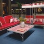 Casa Padrino Luxus Schmiedeeisen Sessel mit Sonnendach Rot / Wei� H. 200 cm