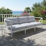 Casa Padrino Luxus Schmiedeeisen Sofa Wei� / Blau 280 cm - Hotel & Garten Sofa - Schmiedeeisen Hotel & Garten M�bel