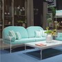 Casa Padrino Luxus Schmiedeeisen Sofa T�rkis / Wei� 240 cm - Hotel & Garten Sofa