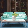 Casa Padrino Luxus Schmiedeeisen Sofa T�rkis / Wei� 240 cm - Hotel & Garten Sofa