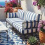 Casa Padrino Luxus Schmiedeeisen Sofa Blau / Wei� / Schwarz 245 cm - Hotel & Garten Sofa