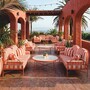 Casa Padrino Luxus Schmiedeeisen Sofa Rosa / Wei� 240 cm - Hotel & Garten Sofa