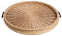 Casa Padrino Luxus Serviertablett Naturfarben / Braun  83 x H. 9 cm - Rundes Rattan Tablett mit 2 Tragegriffen - Gastronomie & Restaurant Accessoires - Luxus Accessoires