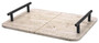 Casa Padrino Luxus Serviertablett Beige / Bronze 48 x 34 x H. 8 cm - Rechteckiges Travertin Naturstein Tablett mit Tragegriffen - Gastronomie & Restaurant Accessoires - Luxus Accessoires